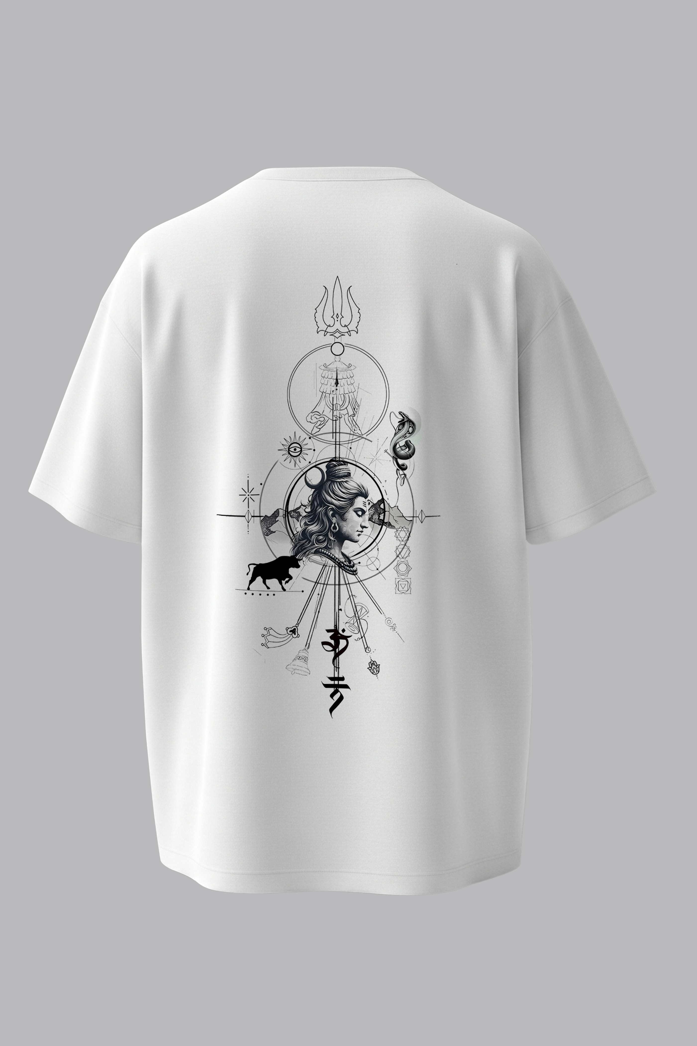 Mahadev Oversized T-Shirt | Shiva Trishul Graphic Tee | Spiritual Streetwear for Men & Women