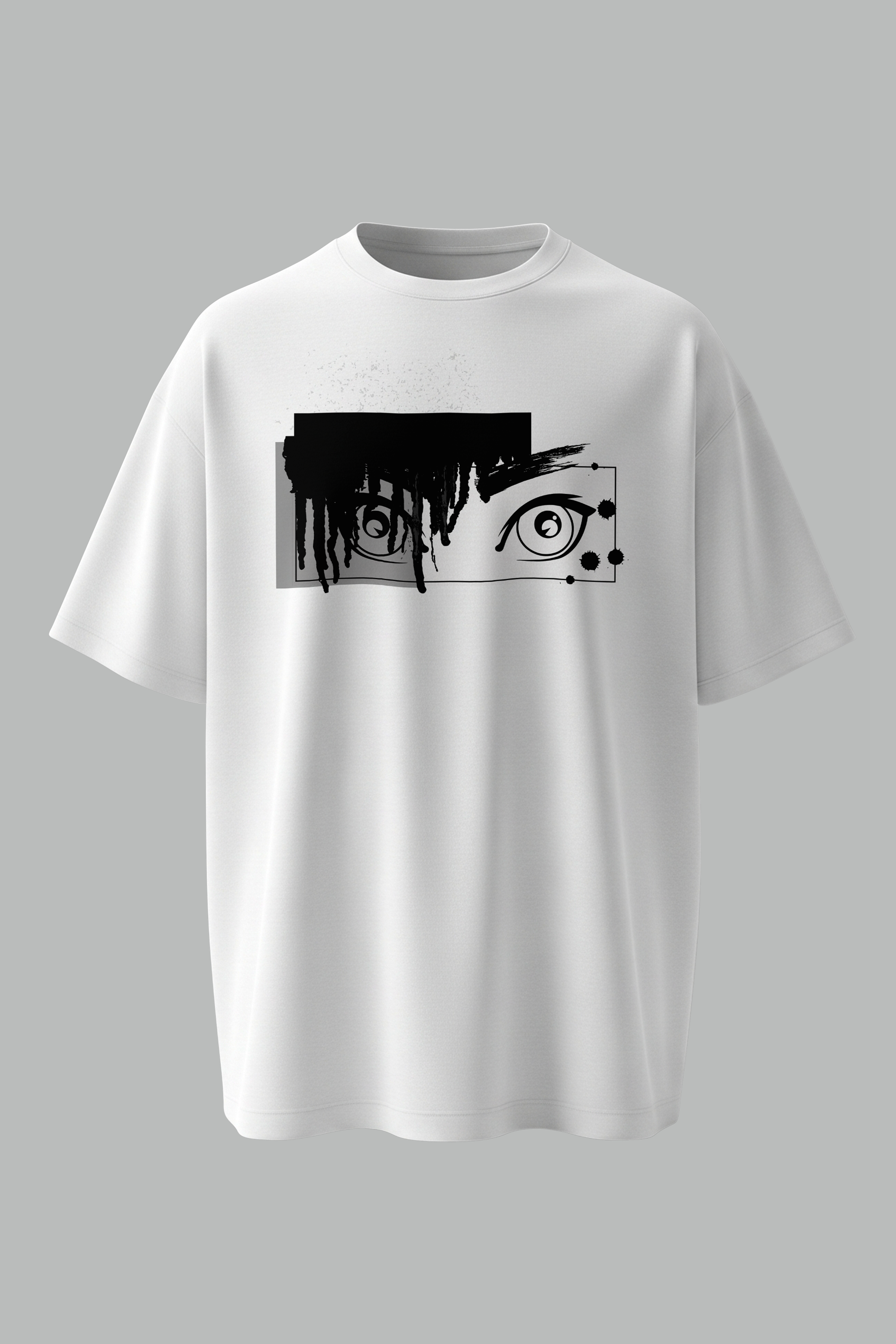 Anime Eyes Oversized Tee | Front & Back Graphic | Manga Streetwear T-Shirt