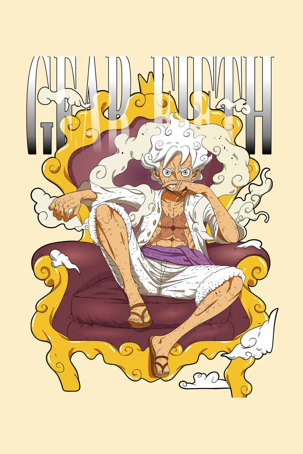One Piece Luffy Gear 5 Oversized Tee | Monster Trio Anime Streetwear T-Shirt
